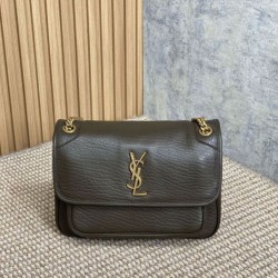 Repliche Borsa a spalla YSL Saint Laurent Niki Media/Grande pelle di agnello grana caffè leggero Imitazioni Outlet Italia