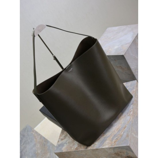 Repliche Borsa hobo YSL Saint Laurent Bold pelle liscia verde scuro Imitazioni Outlet Italia