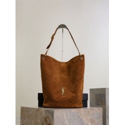 Repliche Borsa a secchiello morbida Niki YSL Saint Laurent pelle scamosciata caramello Imitazioni Outlet Italia