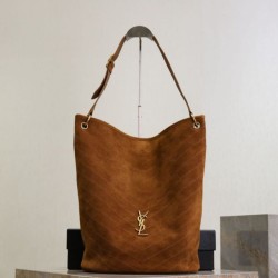 Repliche Borsa a secchiello morbida Niki YSL Saint Laurent pelle scamosciata caramello Imitazioni Outlet Italia