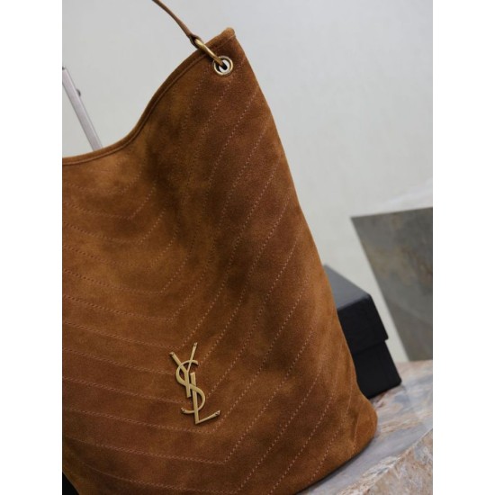 Repliche Borsa a secchiello morbida Niki YSL Saint Laurent pelle scamosciata caramello Imitazioni Outlet Italia