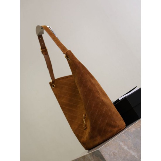 Repliche Borsa a secchiello morbida Niki YSL Saint Laurent pelle scamosciata caramello Imitazioni Outlet Italia