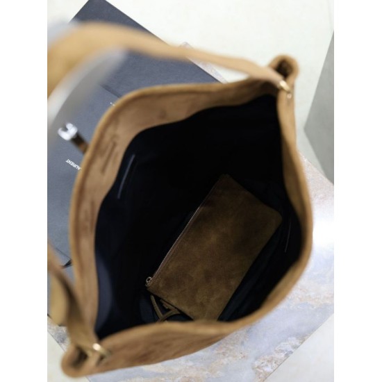 Repliche Borsa a secchiello morbida Niki YSL Saint Laurent pelle scamosciata caramello Imitazioni Outlet Italia