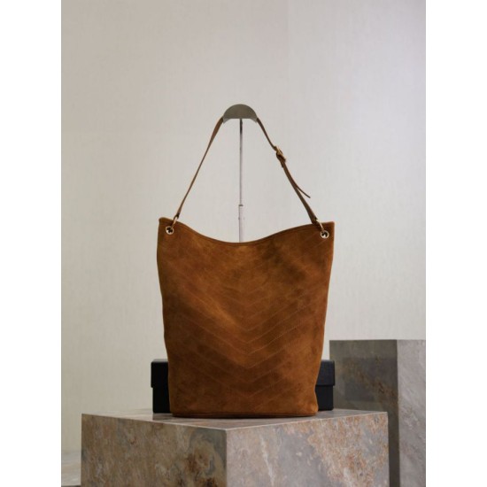 Repliche Borsa a secchiello morbida Niki YSL Saint Laurent pelle scamosciata caramello Imitazioni Outlet Italia