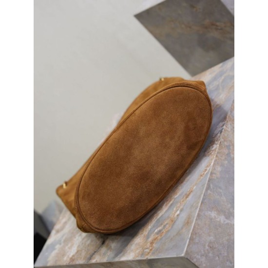 Repliche Borsa a secchiello morbida Niki YSL Saint Laurent pelle scamosciata caramello Imitazioni Outlet Italia