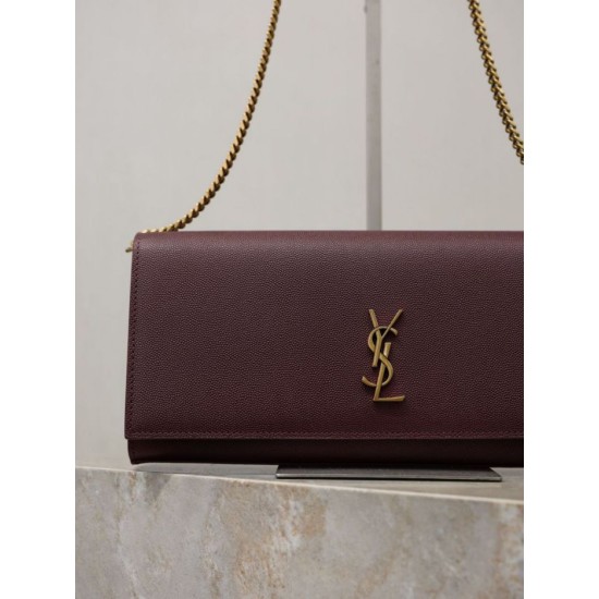 Repliche Pochette Kate YSL Saint Laurent pelle martellata Marrone Imitazioni Outlet Italia