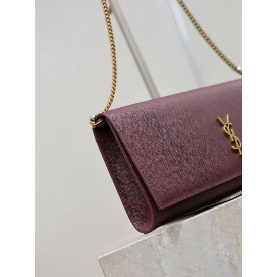 Repliche Pochette Kate YSL Saint Laurent pelle martellata Marrone Imitazioni Outlet Italia