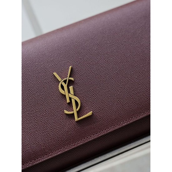 Repliche Pochette Kate YSL Saint Laurent pelle martellata Marrone Imitazioni Outlet Italia