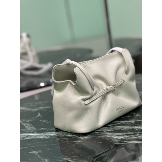 Repliche Borsa a spalla Prada Dada piccola in nappa beige Imitazioni Outlet Italia