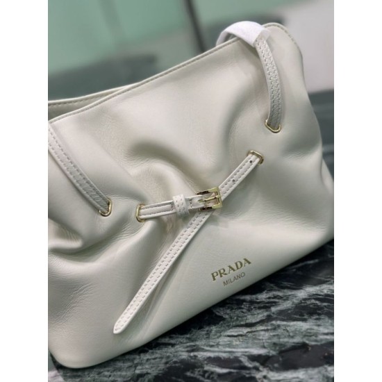 Repliche Borsa a spalla Prada Dada piccola in nappa beige Imitazioni Outlet Italia