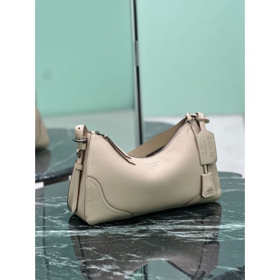 Repliche Borsa a tracolla grande Prada Aimée 1BC280 pelle di cervo beige Imitazioni Outlet Italia