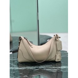 Repliche Borsa a tracolla grande Prada Aimée 1BC280 pelle di cervo beige Imitazioni Outlet Italia