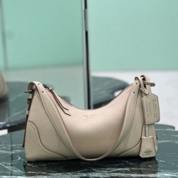 Repliche Borsa a tracolla grande Prada Aimée 1BC280 pelle di cervo beige Imitazioni Outlet Italia