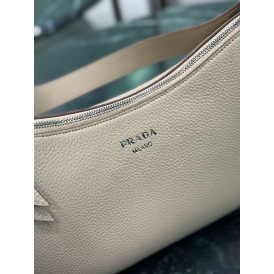 Repliche Borsa a tracolla grande Prada Aimée 1BC280 pelle di cervo beige Imitazioni Outlet Italia
