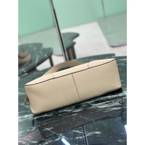 Repliche Borsa a tracolla grande Prada Aimée 1BC280 pelle di cervo beige Imitazioni Outlet Italia