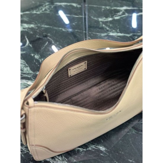 Repliche Borsa a tracolla grande Prada Aimée 1BC280 pelle di cervo beige Imitazioni Outlet Italia