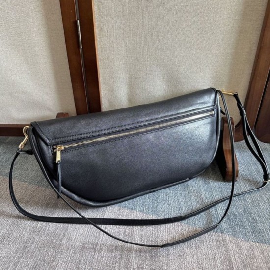 Repliche Borse Celine Halfmoon Soft Triomphe morbida pelle di agnello lucida Nera Imitazioni Outlet Italia