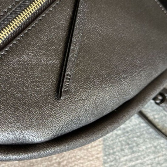 Repliche Borse Celine Halfmoon Soft Triomphe morbida pelle di agnello lucida Nera Imitazioni Outlet Italia