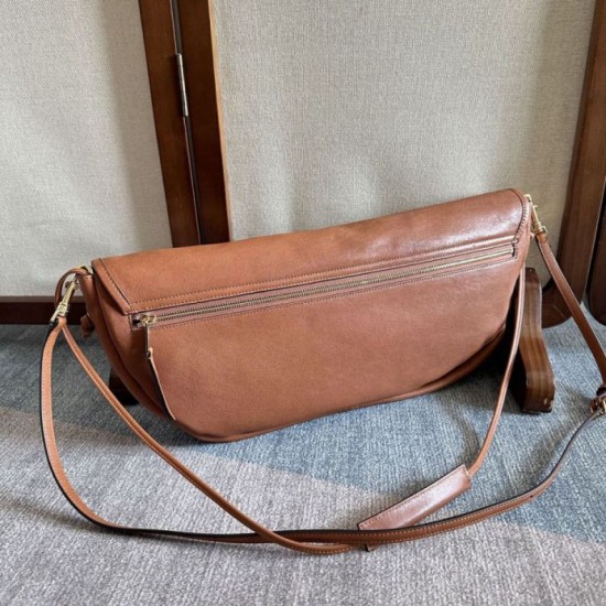 Repliche Borse Celine Halfmoon Soft Triomphe morbida pelle di agnello lucida Marrone Imitazioni Outlet Italia