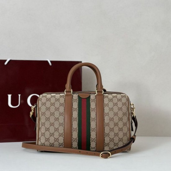 Repliche Borsa boston media Gucci Ophidia 857595 Marrone Imitazioni Outlet Italia