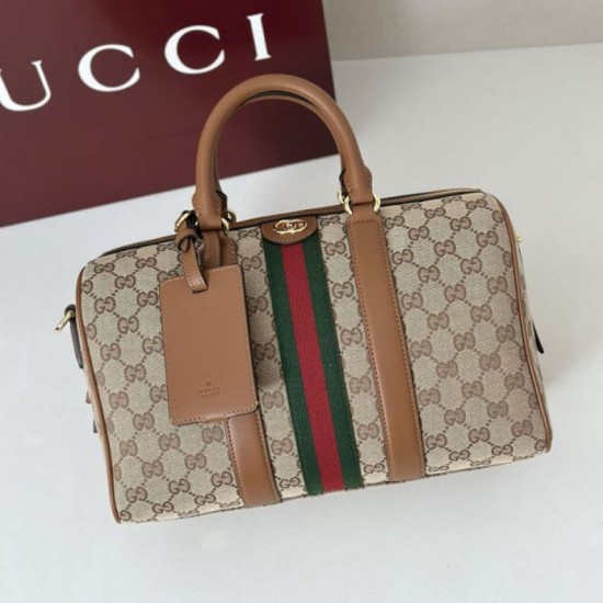 Repliche Borsa boston media Gucci Ophidia 857595 Marrone Imitazioni Outlet Italia