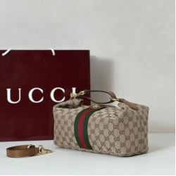 Repliche Borsa media Gucci Vanity con manico superiore 857799 Marrone Imitazioni Outlet Italia