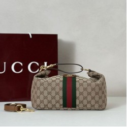 Repliche Borsa media Gucci Vanity con manico superiore 857799 Marrone Imitazioni Outlet Italia