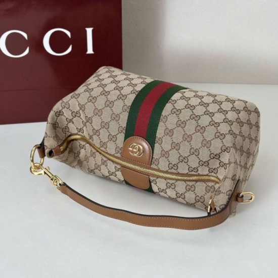 Repliche Borsa media Gucci Vanity con manico superiore 857799 Marrone Imitazioni Outlet Italia