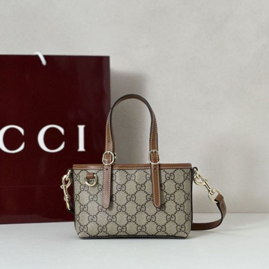 Repliche Gucci 855491 GG Emblem mini borsa marrone Imitazioni Outlet Italia