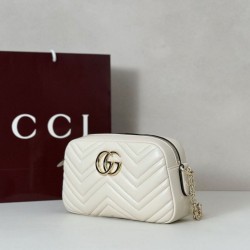 Repliche Gucci 855273 GG Marmont borsa piccola per fotocamera bianco Imitazioni Outlet Italia
