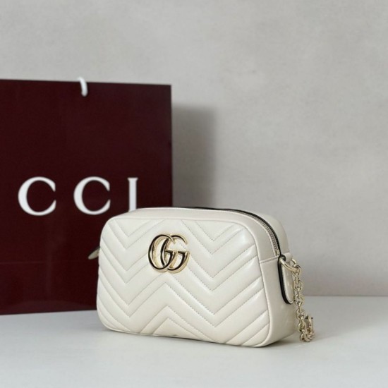 Repliche Gucci 855273 GG Marmont borsa piccola per fotocamera bianco Imitazioni Outlet Italia