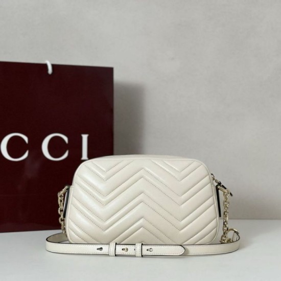 Repliche Gucci 855273 GG Marmont borsa piccola per fotocamera bianco Imitazioni Outlet Italia