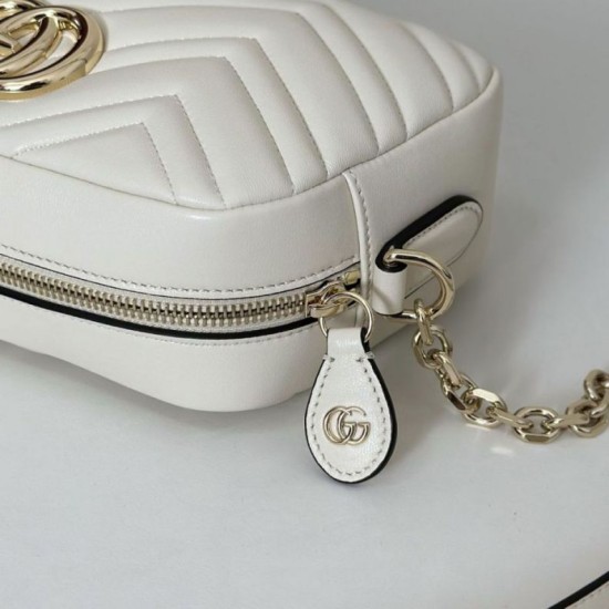 Repliche Gucci 855273 GG Marmont borsa piccola per fotocamera bianco Imitazioni Outlet Italia