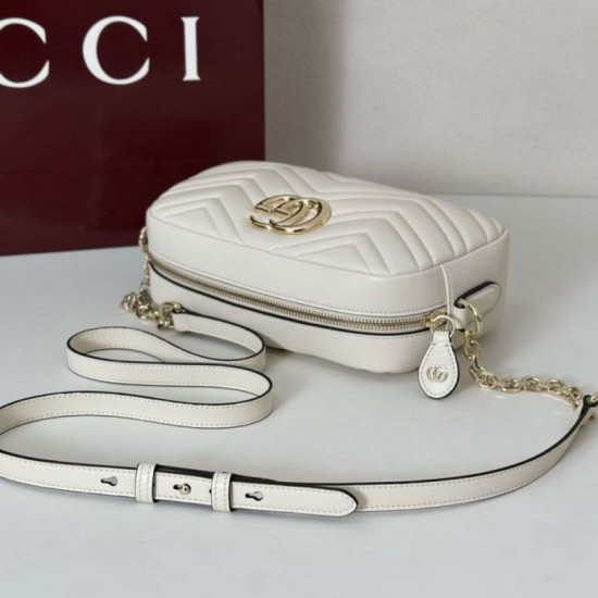Repliche Gucci 855273 GG Marmont borsa piccola per fotocamera bianco Imitazioni Outlet Italia
