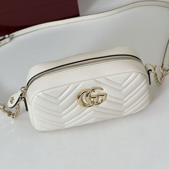 Repliche Gucci 855273 GG Marmont borsa piccola per fotocamera bianco Imitazioni Outlet Italia