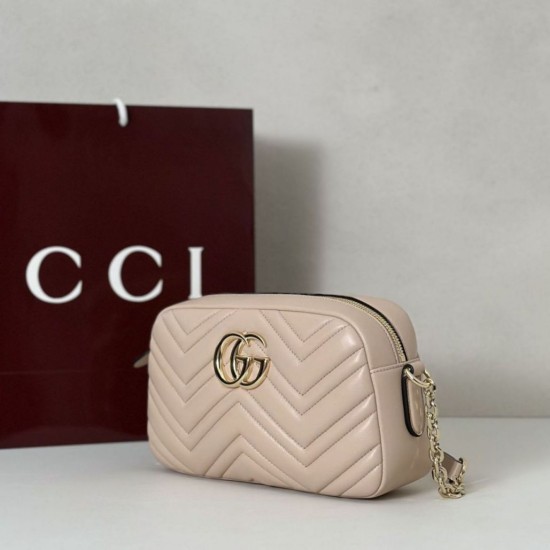 Repliche Gucci 855273 GG Marmont borsa piccola per fotocamera rosa Imitazioni Outlet Italia