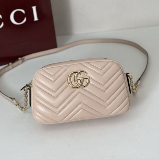 Repliche Gucci 855273 GG Marmont borsa piccola per fotocamera rosa Imitazioni Outlet Italia