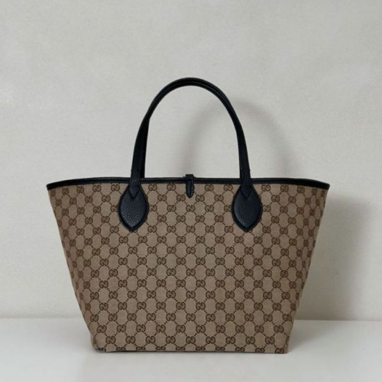 Repliche Gucci 839112 Totissima borsa grande tote reversibile nero/marrone Imitazioni Outlet Italia