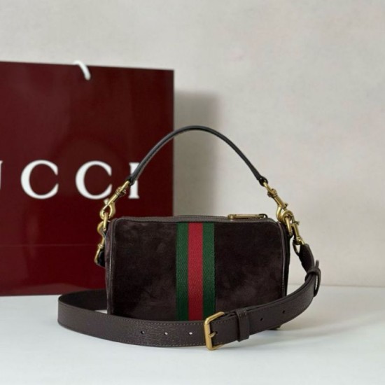 Repliche Gucci 846869 Mini borsa Ophidia scamosciato marron Imitazioni Outlet Italia