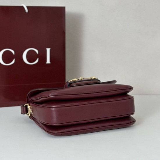 Repliche Borsa a tracolla piccola Gucci Horsebit 1955 Aura 847063 Borgogna Imitazioni Outlet Italia
