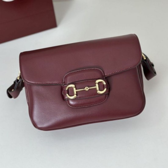 Repliche Borsa a tracolla piccola Gucci Horsebit 1955 Aura 847063 Borgogna Imitazioni Outlet Italia