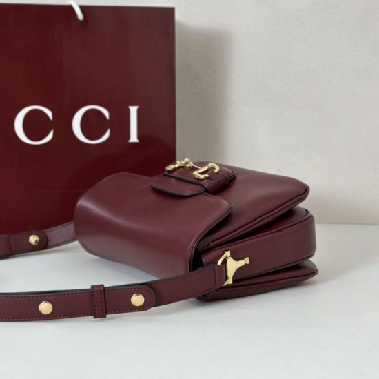 Repliche Borsa a tracolla piccola Gucci Horsebit 1955 Aura 847063 Borgogna Imitazioni Outlet Italia