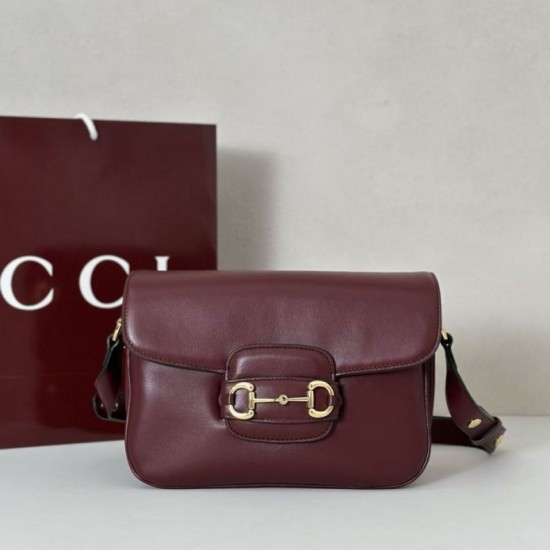 Repliche Borsa a tracolla piccola Gucci Horsebit 1955 Aura 847063 Borgogna Imitazioni Outlet Italia