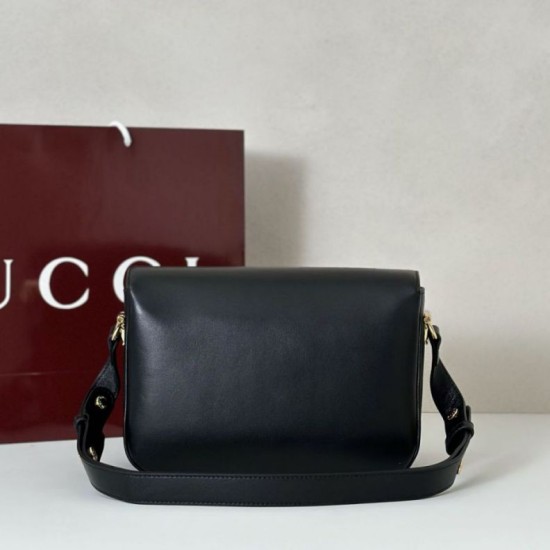 Repliche Borsa a tracolla piccola Gucci Horsebit 1955 Aura 847063 Nero Imitazioni Outlet Italia