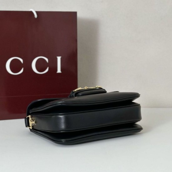 Repliche Borsa a tracolla piccola Gucci Horsebit 1955 Aura 847063 Nero Imitazioni Outlet Italia