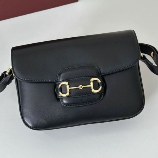 Repliche Borsa a tracolla piccola Gucci Horsebit 1955 Aura 847063 Nero Imitazioni Outlet Italia