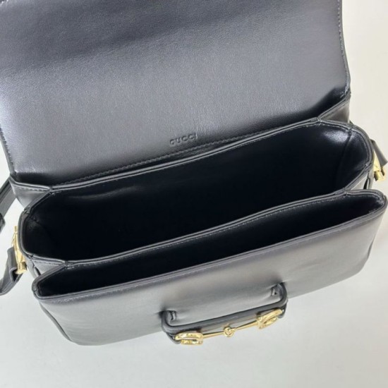 Repliche Borsa a tracolla piccola Gucci Horsebit 1955 Aura 847063 Nero Imitazioni Outlet Italia