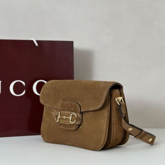 Repliche Borsa a tracolla piccola Gucci Horsebit 1955 Aura 847063 Pelle scamosciata Borgogna Imitazioni Outlet Italia