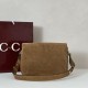 Repliche Borsa a tracolla piccola Gucci Horsebit 1955 Aura 847063 Pelle scamosciata Borgogna Imitazioni Outlet Italia