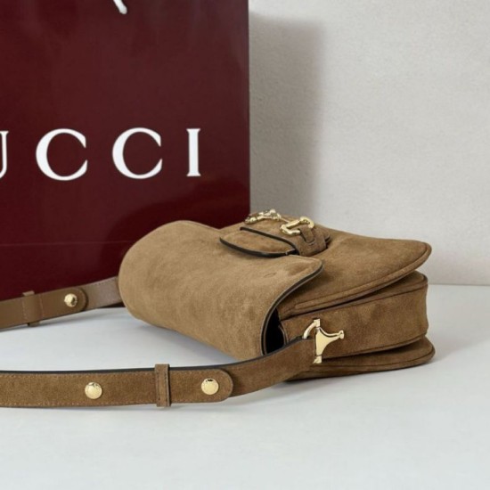 Repliche Borsa a tracolla piccola Gucci Horsebit 1955 Aura 847063 Pelle scamosciata Borgogna Imitazioni Outlet Italia